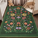 Garvee Floral Rugs 10x13 Area Rug Vintage Non Slip Soft Low Pile Stain Resistant Green for Living Room Bedroom Dining Room Office Nursery - Green
