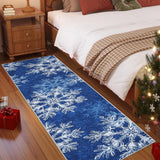 Garvee Washable Runner Rug 2x6 Christmas Runners Non Slip Soft Low Pile Blue for Hallway Kitchen Entryway - Snowflake|Blue