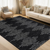 Garvee 8x10 Washable Living Room Rug Low Pile Diamond Stripes Area Rug for Bedroom Dining Room Black and White - Black & White-Double Stripes