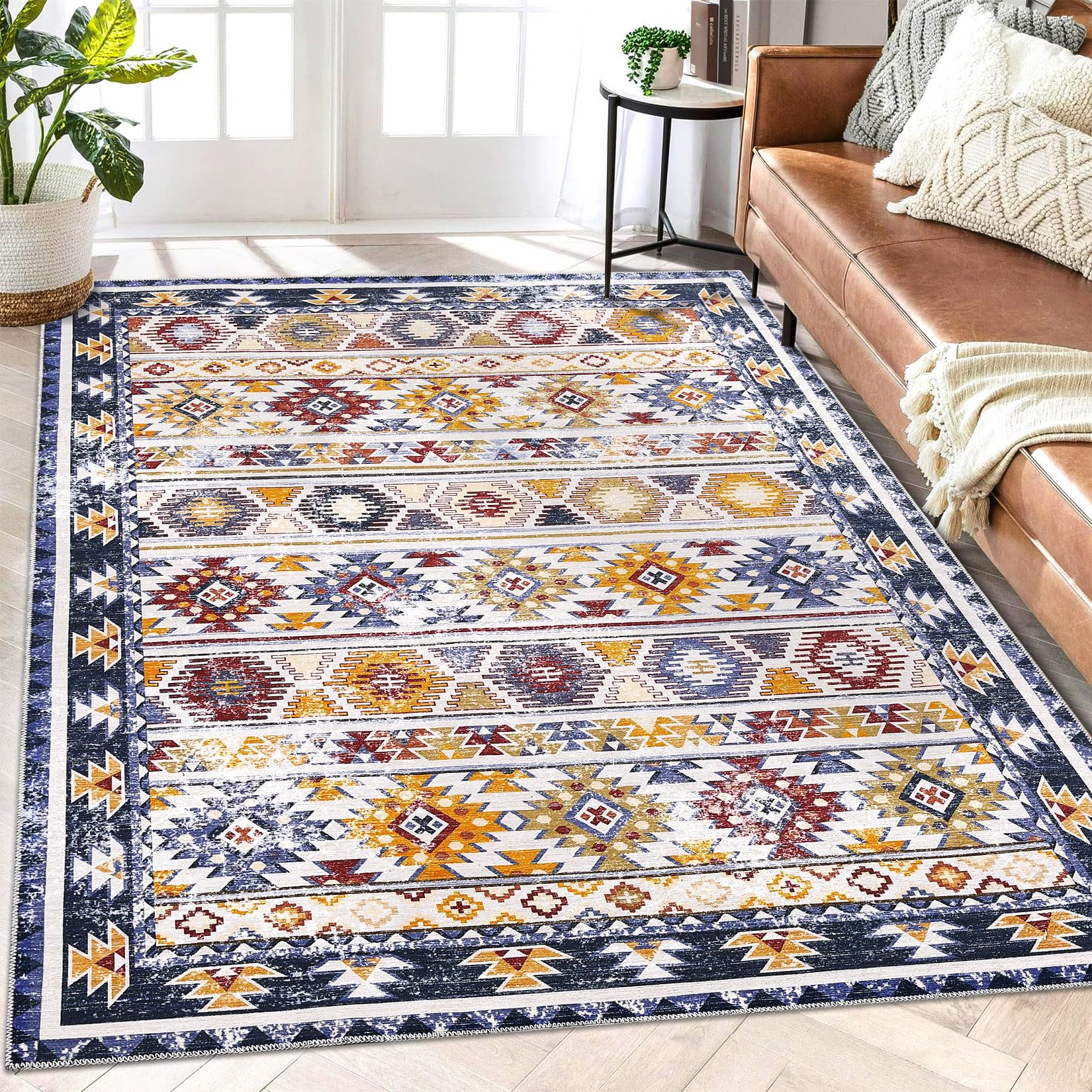 GARVEE 5x7 Bohemian Area Rug - Stylish, Washable, Non-Slip Design