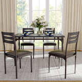 Garvee 5 Piece Industrial Dining Table and Chair Set with Spiral-Patterned Legs for Kitchen and Dining Room, Black - Black