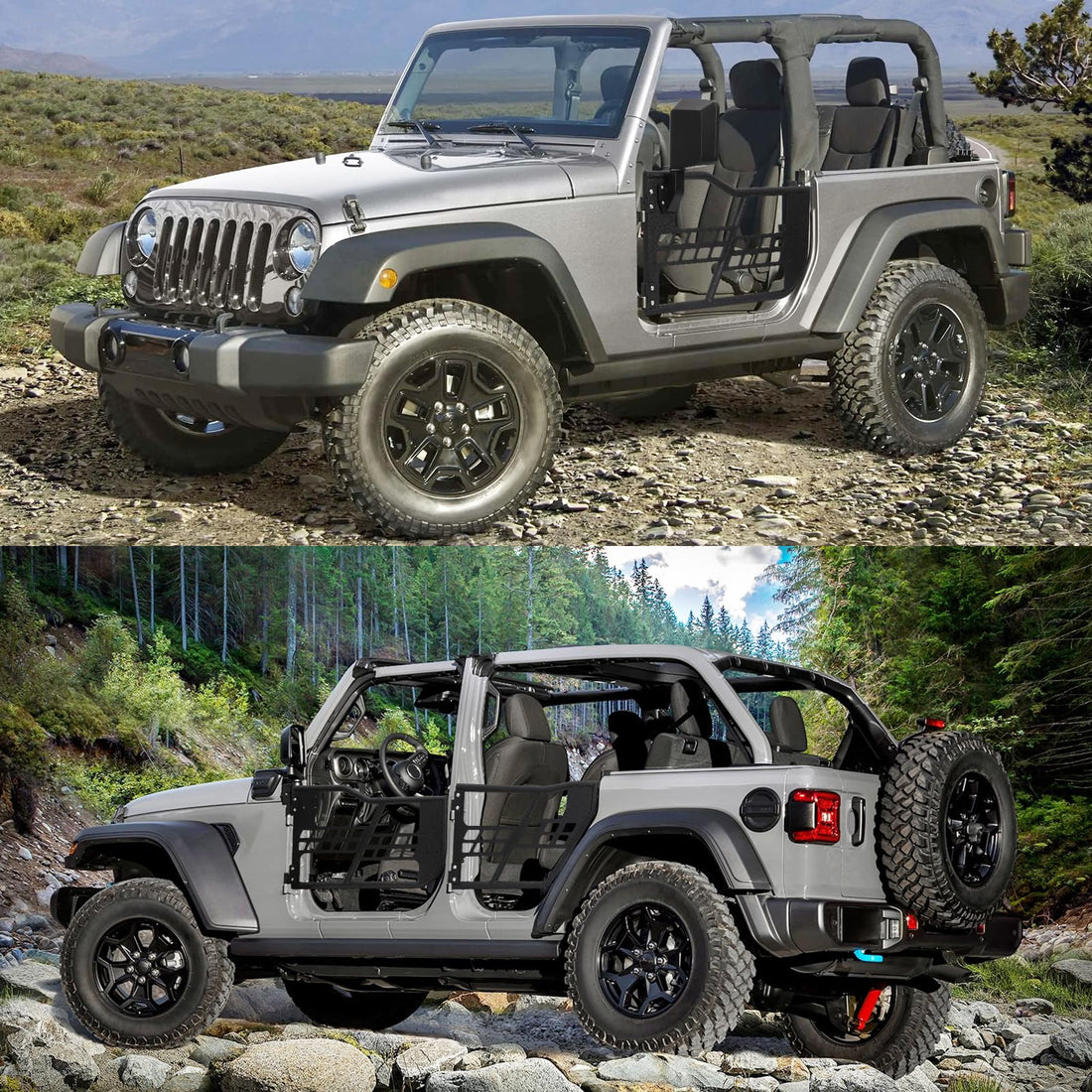 Garvee Off-Road Safari Tubular Doors Compatible with Jeep Wrangler JK 2007-2018 (2-Door Only) - Set of 2 Half Tube Doors for Offroad Trail Adventure