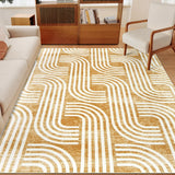 Garvee Arch Pattern Soft Polyester Area Rug 8x10 - Machine Washable, Non-Slip, Modern Design for Living Room, Bedroom, Kitchen - Tan & Ivory