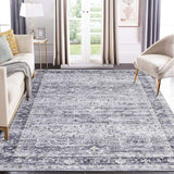 Garvee Washable Rug 5x7 Area Rug Vintage Rug Ultra-Soft Low Pile Rug Non Slip Backing Accent Carpet Boho Distressed Aesthetic Rug Oriental Floral Rug for Living Room Bedroom Nursery Office - Blue Gray
