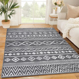 Garvee Soft 9' x 12' Area Rug, Anti Slip, Washable, Pet Friendly, Boho Modern Carpet for Living Room Bedroom, Grey - Gray