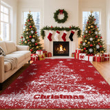 Garvee 8x10 Modern Solid Simple Christmas Carpet Washable Area Rug for Living Room Non Shedding Christmas Tree Floor Carpet Low Pile Soft Bedroom Throw Mats, Red - Classic Christmas Red