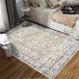 Garvee Camel 6x9 Area Washable Rugs for Living Room Vintage Rug Soft Non-Slip Low Pile Carpet Oriental Distressed Aesthetic Rug Non-Shedding Foldable Thin Rug for Bedroom Nursery Dorm - Camel