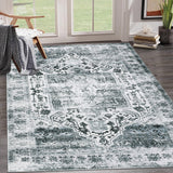 Garvee Area Rug 4x6 Washable Rug Vintage Rugs for Living Room Stain Resistant Carpet Ultra Soft Bedroom Rug Low Pile Accent Rug for Dining Room Dining Room, Grey Multi - Gray Multi