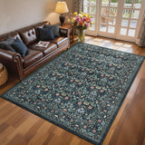 Garvee Washable 9x12 Area Rug Non-Slip Low Pile Stain Resistant Soft Large Carpet for Living Room Bedroom Dining Room Kitchen Dark Black - Dark Black