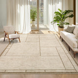 Garvee Washable Geometric Area Rug Modern Patchworked Non Slip Indoor Living Room Bedroom 9x12 Beige - Beige