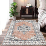 Garvee 5x7 Area Rugs Boho Rug Washable Large Rugs for Living Room Non Slip Vintage Carpet Rug for Bedroom Bedside Dining Room Nursery Decor, Orange - Orange