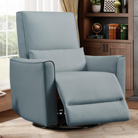Garvee Swivel Rocking Nursery Recliner Chair Rocker Recliner Glider Deep Seat PU Leather Sofa Chair with high Backrest for Nursery, Living Room, Bedroom & Home Movie Theater, Gray