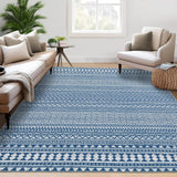 Garvee 8x10 Washable Area Rug Large Living Room Rug Indoor Non-Slip Boho Rug Stain Resistant Geeometric Bedroom Rug Dining Room Accent Rug Moroccan Throw Floor Carpet for Home Office, Blue - Blue