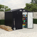 Garvee 6x8 FT Metal Storage Shed Outdoor - Yard Tool Shed Kit with Lockable Door & Air Vent, Utility Building for Backyard, Garden, Patio, Lawn - Grey