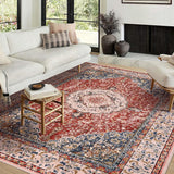 Garvee Area Rug | Rugs for Living Room | Washable – 5x7 Boho Vintage Floral Area Rugs, Soft Faux Lamb Velvet Rug & TPR Non-Slip Backing Carpet for Bedroom,Bathroom, Dining Room, Kitchen, Entryway & Office - Red