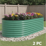 Garvee 2 Pcs 8' X 4' X 2' Galvanized Steel Raised Garden Beds, Outdoor Deep Planter Box Kit with Tool-Free Assembly, Rust-Resistant Green Coated Design for Vegetables, Flowers & Herbs - Green