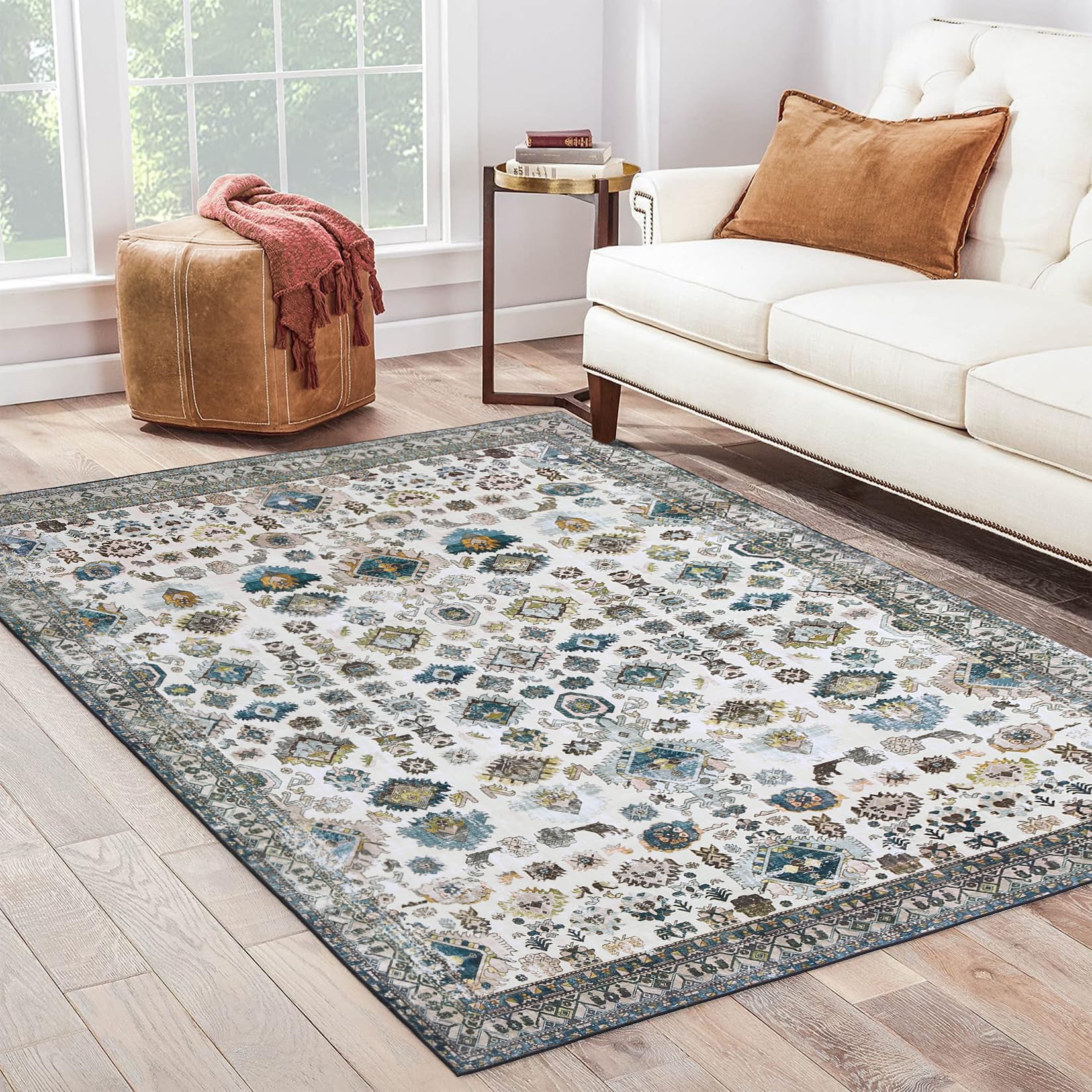 GARVEE Vintage Distressed Blue Area Rug – 4x6 Feet