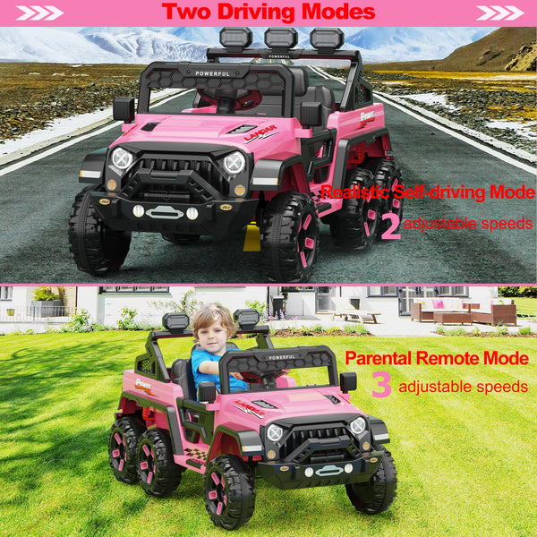 GARVEE Black 24V 4WD kids ride-on car with six EVA wheels