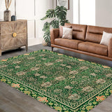 Garvee Area Rug Vintage Floral Carpet Machine Washable Non-Slip Low Pile for Living Room Bedroom Green 9x12Ft - Green