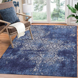 Garvee Machine Washable Rug 5x7 Vintage Distressed Area Rug Boho Accent Rug with Non Slip Backing Indoor Large Throw Floor Cover Paisley Rug Carpet Modern Rug for Living Room Bedroom, Blue - Blue