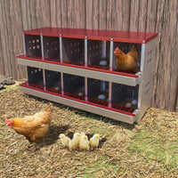 Garvee 10-Compartment Galvanized Steel Nest Box - w/Perch Rod, Egg Tray & Ventilation, Rustproof for Poultry Coops Quick Assembly