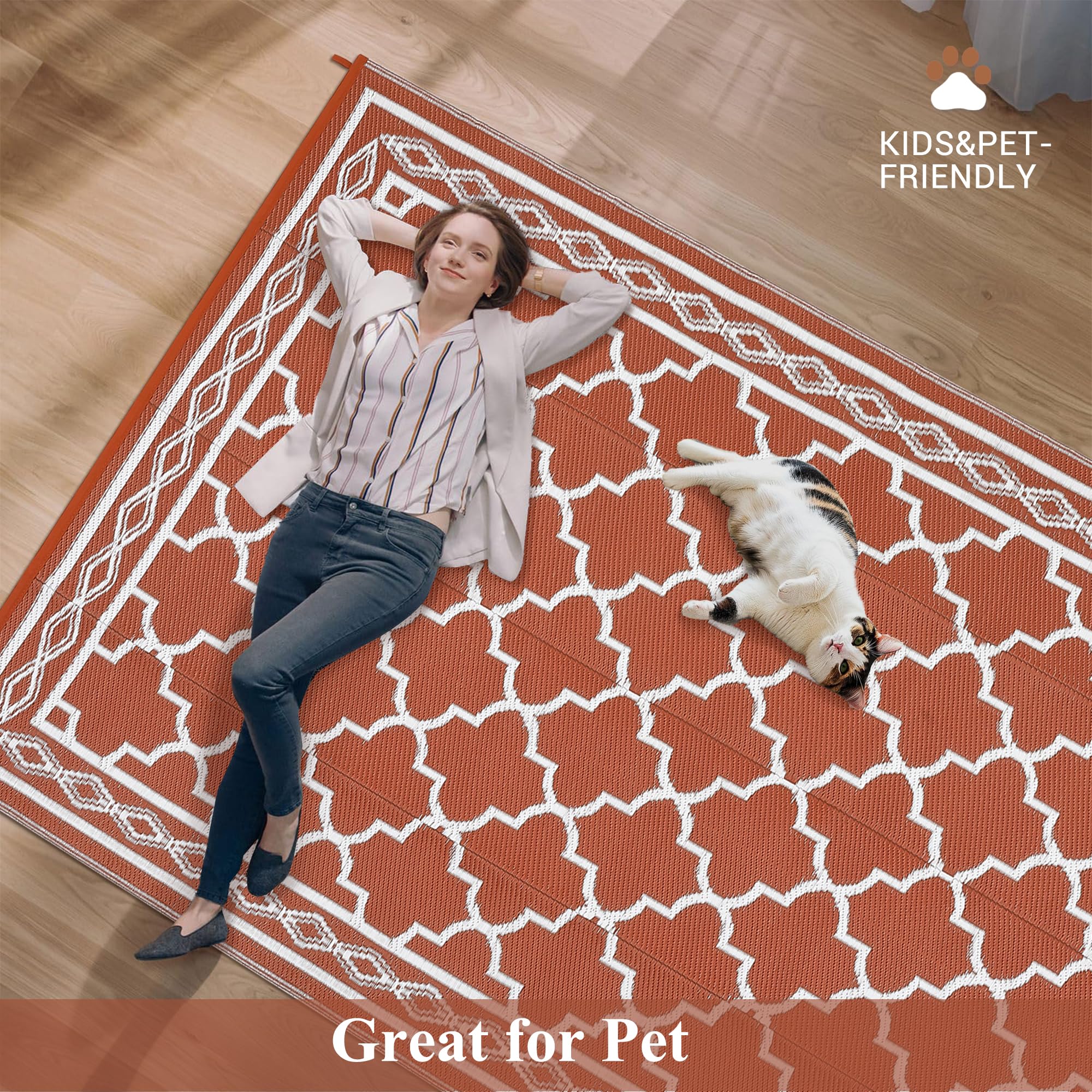 GARVEE Large Outdoor Rugs 9x18 Waterproof Reversible Plastic Straw