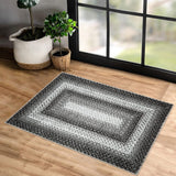 Garvee Bordered Grey 2x4 Area Rugs, Small Entryway Rug Machine Washable Braided Printed Grey Rustic Farmhouse Carpet - Gray