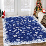 Garvee Christmas Area Rug 8x10 Snowflake Print Non-Slip Ultra Thin Stain Resistant Machine Washable Blue Living Room Decor - Snowflakes|Blue