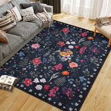 Garvee Colorful Floral Door Rug Ultra Soft Faux Wool Non-Slip Indoor Mat for Entryway Kitchen Bedroom Various Sizes - Blue