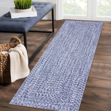 Garvee Light Blue 2x6 Washable Rug Non Slip Printed Braided Hallway Runner Rug with Rubber Backing Low Pile Solid Printed Weaving Carpet for Kitchen Laundry Entryway - Light Blue