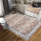 Garvee 8x10 Area Rugs for Living Room Vintage Washable Rug Oriental Floral Large Area Rug Ultra-Soft Indoor Carpet Non Slip Foldable Thin Rug for Bedroom Dining Room Nursery Home Office - Brick Red