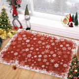 Garvee Christmas Rug 2x3 Area Rug Snowflake Decor Non-Slip Low Pile Soft Machine Washable Red for Living Room Dining Room Entryway - Snowflakes|Red