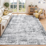 Garvee Persian Grey 4x6 Washable Area Rugs for Living Room, Soft Vintage Distressed Bedroom Rug Foldable Thin Indoor Floor Carpet, Retro Non-Slip Neutral Throw Rugs for Bedroom Dining Room - Gray
