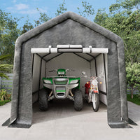 Garvee Outdoor Portable Storage Shed Gray 10'x15' Waterproof PE Tarp Rust-Resistant Steel Frame Roll-Up Doors Ventilated Bike Tool Storage