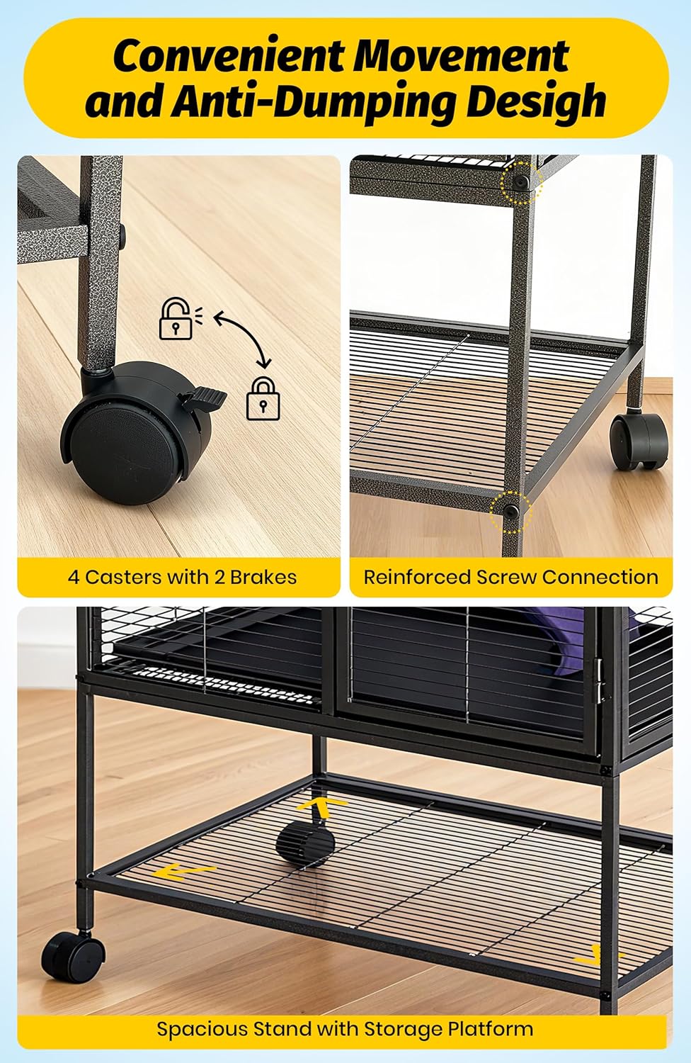Garvee Metal Small Animal Cage, 39"H Multi-Level Ferret Cage for Small Animals - Large Hamster Cage with Removable Ramp, Removable Tray for Chinchilla, Rabbit, Guinea Pigs, Hedgehog, Gerbil