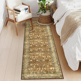 Garvee 2x6 Washable Runner Rugs Brown Non-Slip Stain Resistant Pastel Oriental for Living Room Bedroom Kitchen - Brown