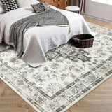 Garvee Washable Rug 9x12 Large Living Room Rug Boho Vintage Area Rugs for Bedroom Office Dining Room Low Pile Oriental Rug Distressed Farmhouse Area Rugs Low Pile Non Slip Beige - Tan & Ivory