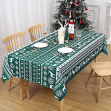 Garvee Rectangle Christmas Tablecloth, Xmas Tree and Deer Design Table Cloth Waterproof Holiday Decorative Boho Table Cover for Outdoor, Indoor Party Kitchen Dining Room, 60 x 84 Inch, Green - Green