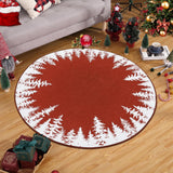 Garvee 4ft Small Round Rug Christmas Decor Circle Rug Washable Indoor Throw Floor Covers Xmas Decorative Round Area Rug Snowflake Boho Rug Non-Slip Festival Carpet for Living Room Bedroom, Red - Red