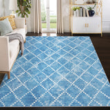 Garvee 9x12 Area Rug Machine Washable Rug Modern Geometric Rug Indoor Floor Cover Diamond Distressed Carpet Rug Stain Resistant Foldable Accent Rug for Living Room Bedroom Dining Room, Blue - Blue