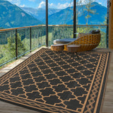 Garvee 8x10 Outdoor Patio Rug Waterproof Reversible Plastic Straw Mat for Deck Backyard Balcony Black/Brown - Black & Brown