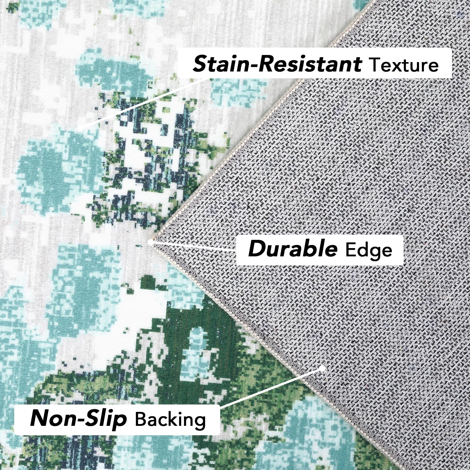 Garvee Runner Rugs 2x6 Green Hallway Rug Washable Rug Modern Living Room Rug Abstract Bedroom Carpet Colorful Rug Laundry Rug Low Pile Contemeprary Area Rugs Non Slip Floor Cover