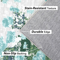 Garvee Runner Rugs 2x6 Green Hallway Rug Washable Rug Modern Living Room Rug Abstract Bedroom Carpet Colorful Rug Laundry Rug Low Pile Contemeprary Area Rugs Non Slip Floor Cover