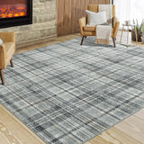 Garvee Plaid Green 9x12 Living Room Rug, Large Washable Rugs for Bedroom Modern Plaid Office Floor Carpet Distressed Rug Low Pile Farmhouse Area Rug Non Slip Checkered Floor Cover - Green