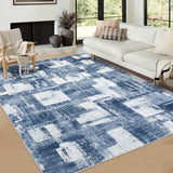 Garvee Area Rug 9x12 Washable Rugs for Living Room Modern Ombre Bedroom Rugs Abstract Office Rug Non Slip Neutral Soft Nursery Rug Low Pile Farmhouse Floor Cover Blue - Blue