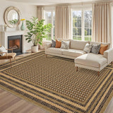 Garvee 10x13 Washable Geometric Area Rug for Living Room, Extra Large Soft Non Slip Bedroom Carpet, Low Pile Stain Resistant Floor Rugs for Dining Room Kitchen - Brown
