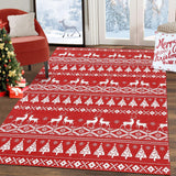 Garvee Washable Christmas Area Rug Christmas Tree and Deer Boho Area Rugs Carpet Holiday Decorative Carpet Rug Velvet Foldable Coffee Table Accent Rug Farmhouse Dining Table Rug, 4' x 6' - Christmas Boho