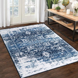 Garvee Area Rug 4x6 Vintage Rug Non Slip Washable Rug Non Shedding Distressed Rug Low Pile Throw Rug Foldable Accent Rug for Bedroom Nursery Living Room, Grey - Gray