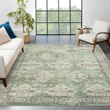 Garvee Washable Rugs 5x7, Boho Vintage Area Rug for Living Room, Bedroom, Office, Non Slip, Soft Low Pile, Green/Yellow - Green/Yellow