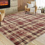 Garvee Plaid Red 6x9 Washable Rugs Distressed Checkered Rug for Living Room Bedroom Modern Office Carpet Low Pile Neutral Soft Nursery Rug Non Slip Plaid Rug Farmhouse Floor Cover Home Decor - Red
